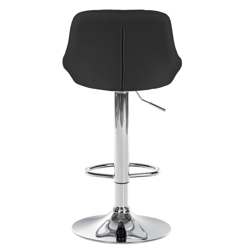 Tabouret de bar Lazio en tissu chromé noir