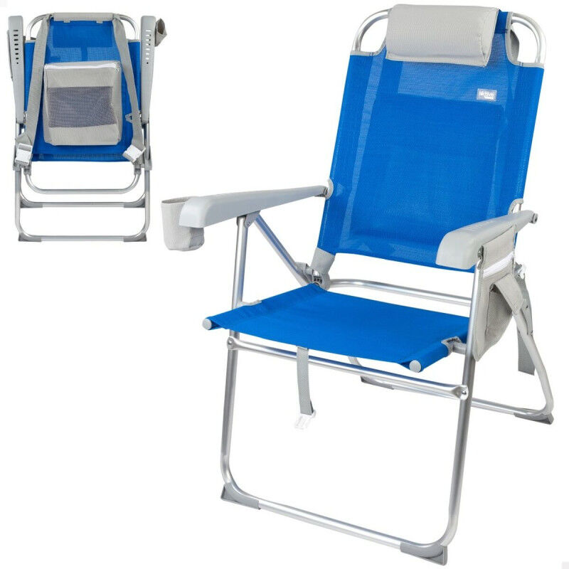 Chaise Pliante avec Repose-Tête Aktive 47 x 99 x 63 cm Bleu (2 Unités)