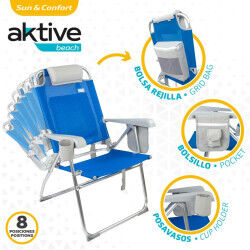 Chaise Pliante avec Repose-Tête Aktive 47 x 99 x 63 cm Bleu (2 Unités)
