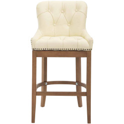 Tabouret de bar Lakewood en cuir véritable, lumière antique crème