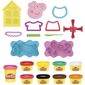 PLAY-DOH - Styles de Peppa Pig avec 9 Pots de pâte a modeler atoxique - 11 accessoires - jouet pour enfants - des 3 ans - Les hé