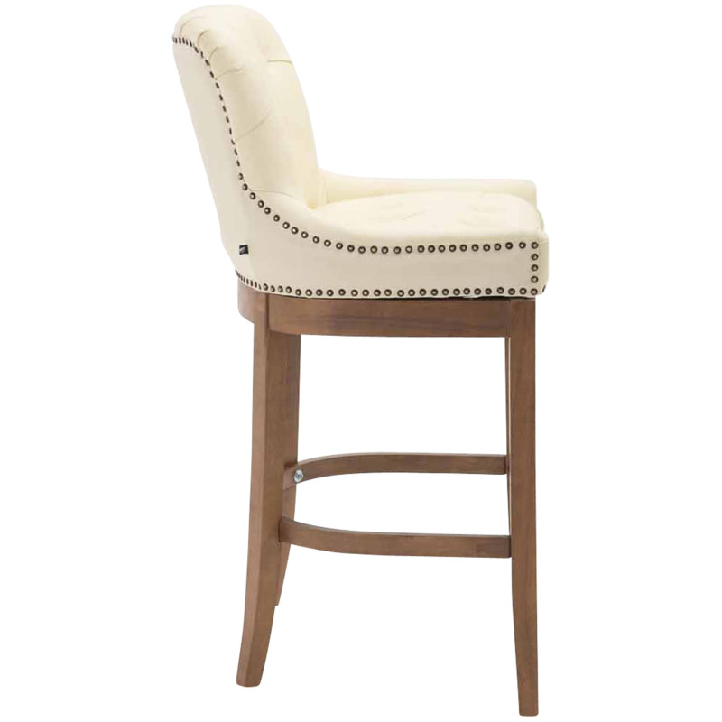 Tabouret de bar Lakewood en cuir véritable, couleur crème clair antique