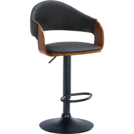 Taburete de bar Nilse en cuero sintйtico Nogal/negro,Negro
