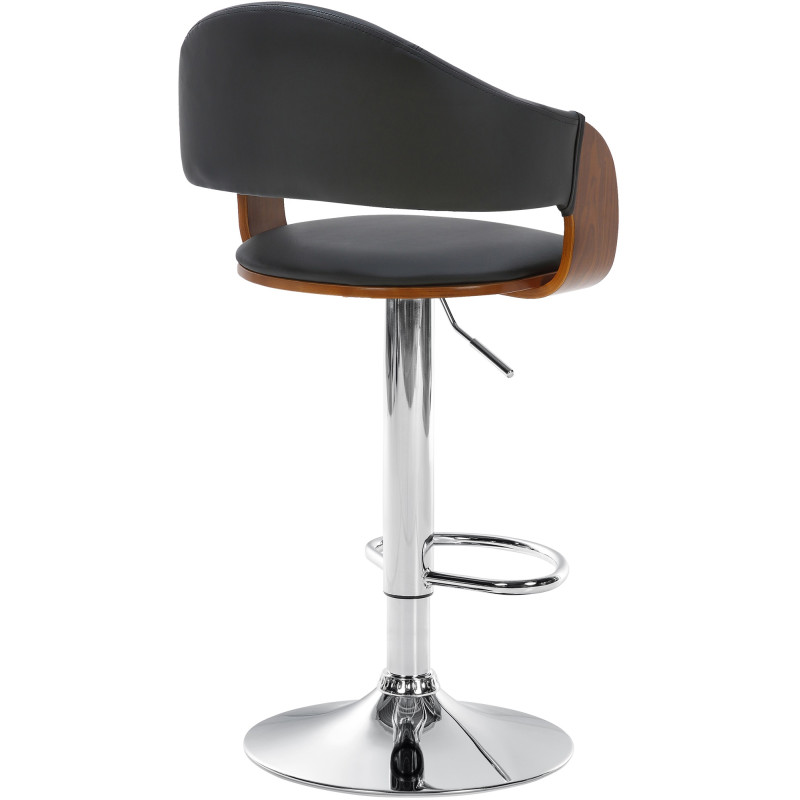 Tabouret de bar Nilse, similicuir, chrome noyer/noir