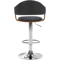 Tabouret de bar Nilse, similicuir, chrome noyer/noir