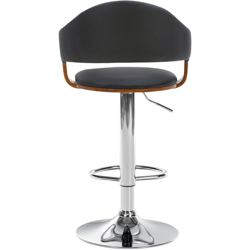 Tabouret de bar Nilse, similicuir, chrome noyer/noir