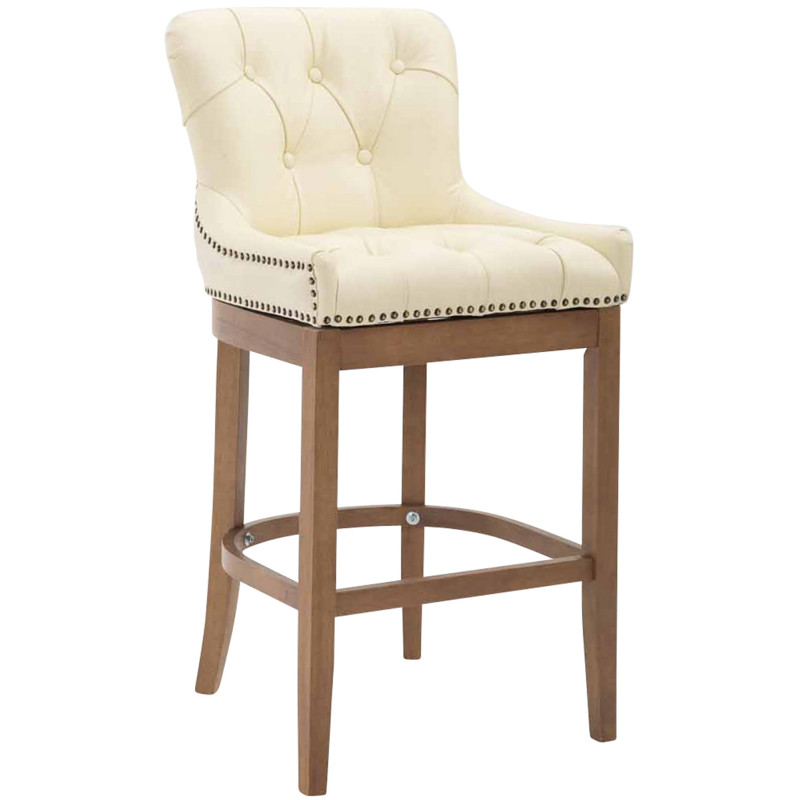 Tabouret de bar Lakewood en cuir véritable, couleur antique clair crème