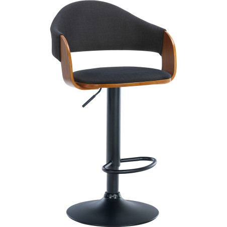 Tabouret de bar Nilse, tissu noir noyer/noir