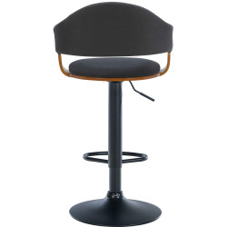 Tabouret de bar Nilse, tissu noir noyer/noir