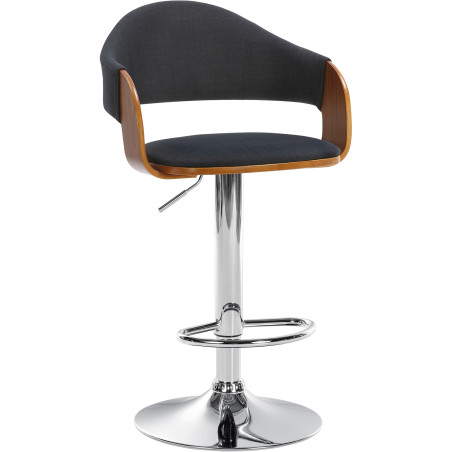 Tabouret de bar Nilse, tissu, chrome noyer/noir