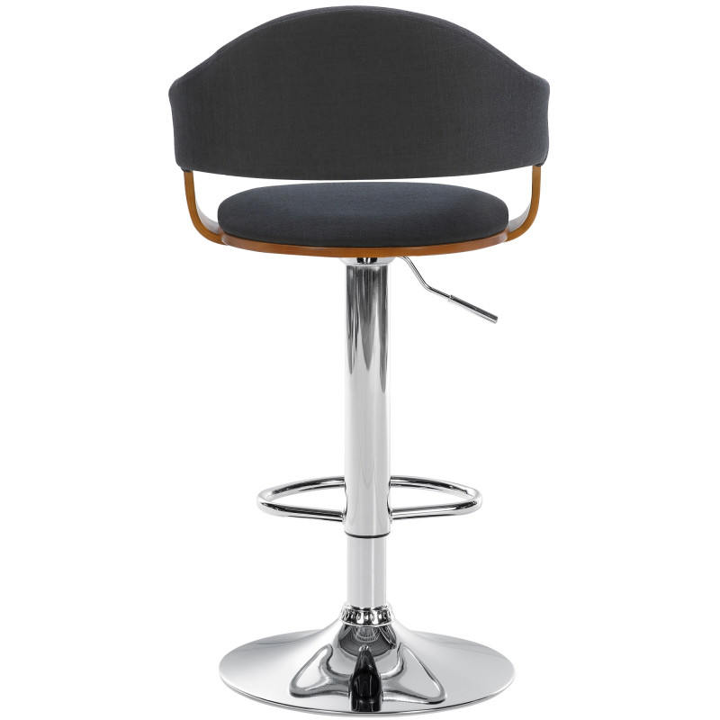 Tabouret de bar Nilse, tissu, chrome noyer/noir