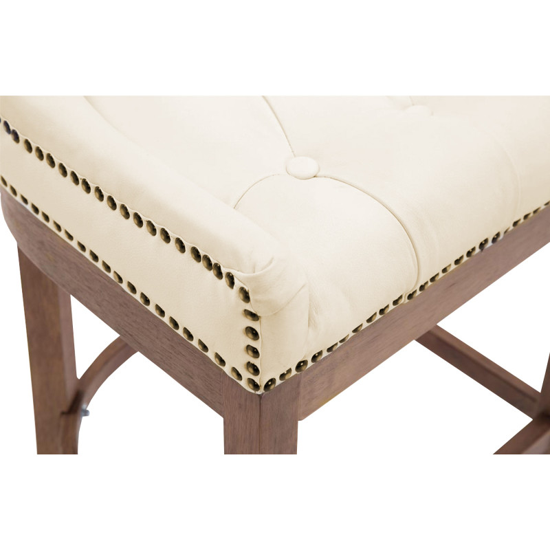 Tabouret de bar Lakewood en cuir véritable, couleur antique clair crème