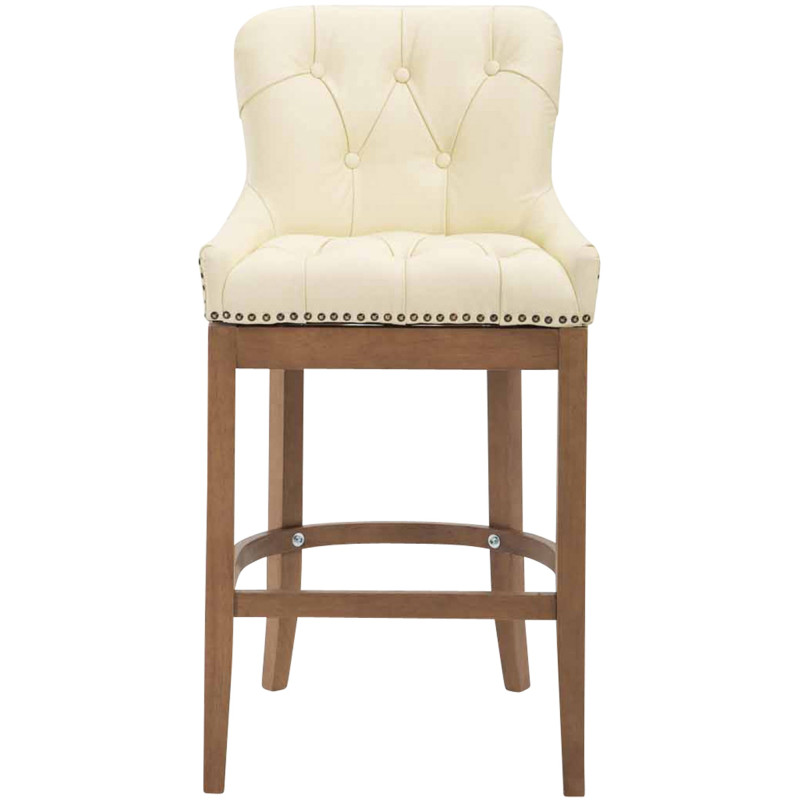 Tabouret de bar Lakewood en cuir véritable, couleur antique clair crème