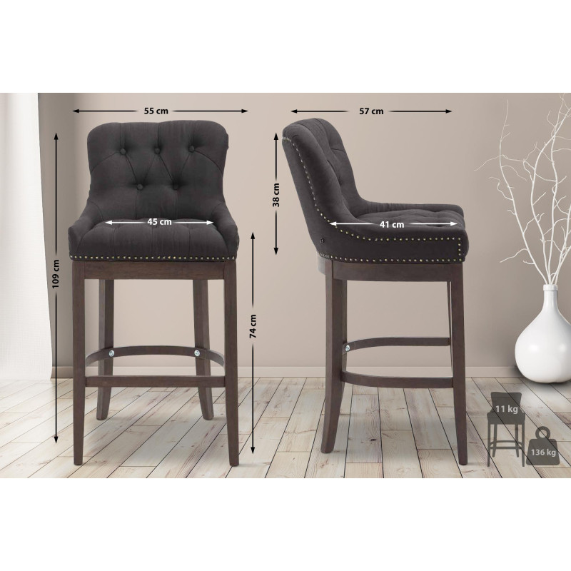 Tabouret de bar en tissu Lakewood, antique noir
