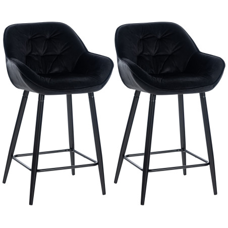 Lot de 2 tabourets de bar Gibson en velours noir