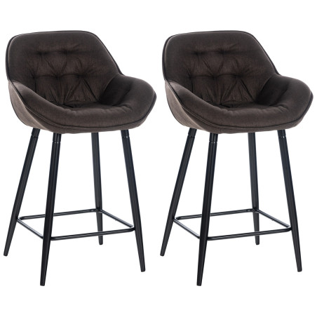 Ensemble de 2 tabourets de bar Gibson en tissu brun