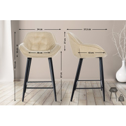 Ensemble de 2 tabourets de bar Gibson en tissu crème