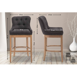Tabouret de bar en tissu Lakewood, lumière antique noir