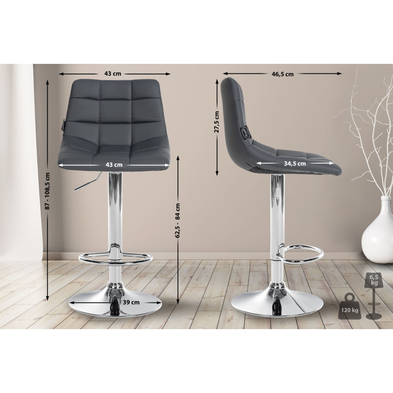 Lot de 2 tabourets de bar Jerry simili cuir chromé