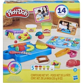 PLAY-DOH Kit du petit chef cuisinier, pâte a modeler, 14 accessoires de cuisine, jouets préscolaires