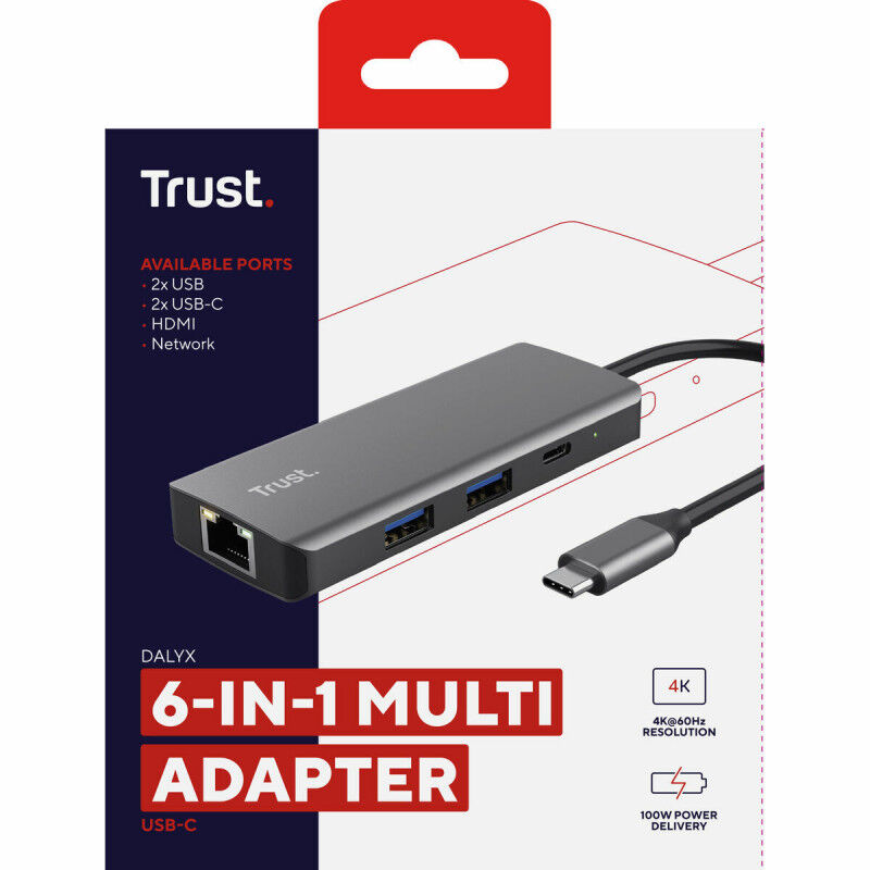 Hub USB Trust 24968 Argenté 20 cm