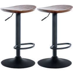 Set de 2 taburetes de bar Skelde en madera y metal Nogal