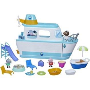 Figurine Le bateau de croisiere de Peppa, coffret de jeu a étages avec 17 pieces, jouets préscolaires Peppa Pig, des 3 ans