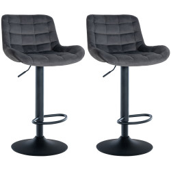 Lot de 2 tabourets de bar en velours Tover gris foncé