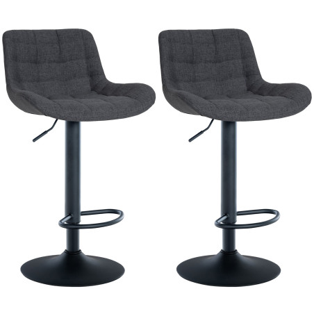 Ensemble de 2 tabourets de bar Tover en tissu noir