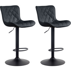 Lot de 2 tabourets de bar Emma simili cuir noir
