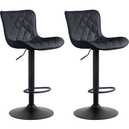 Ensemble de 2 tabourets de bar Emma en similicuir noir