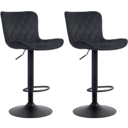 Ensemble de 2 tabourets de bar Emma en velours noir