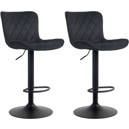 Sgabello Emma Bar Set di 2 nero,Velluto