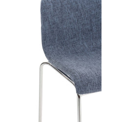 Tabouret de bar Hoover tissu 4 pieds structure chromée bleu
