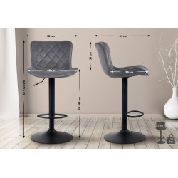Ensemble de 2 tabourets de bar Emma en velours gris foncé