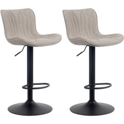Set de 2 Taburetes de bar Linus en tela, terciopelo o polipiel Gris topo,Tela