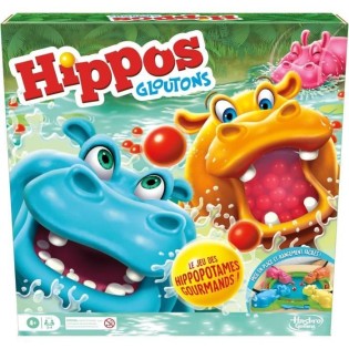 Hippos gloutons, jeu de société enfant, jeu de plateau, des 4 ans, pour 2 a 4 joueurs, Hasbro Gaming