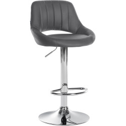 Tabouret de bar Milet en cuir artificiel gris chrome