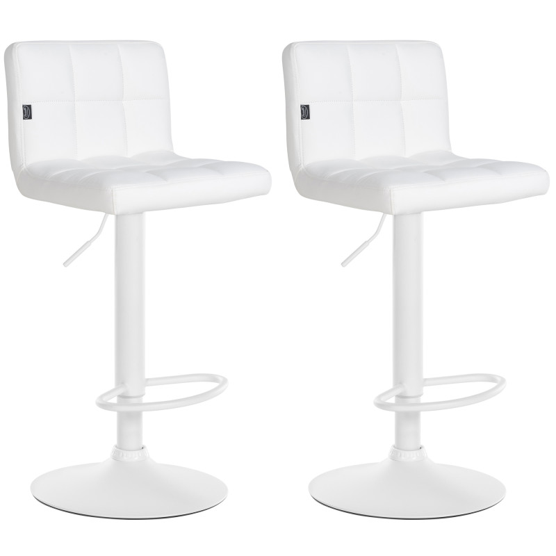 Lot de 2 tabourets de bar Feni, simili cuir blanc