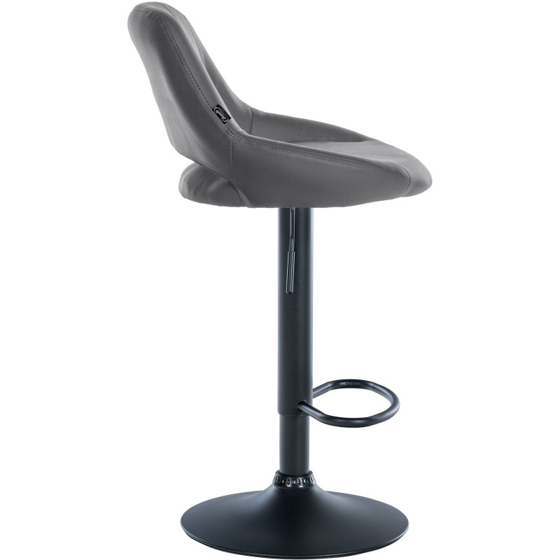 Tabouret de bar Milet simili cuir noir gris