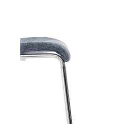 Tabouret de bar Hoover tissu 4 pieds structure chrome bleu