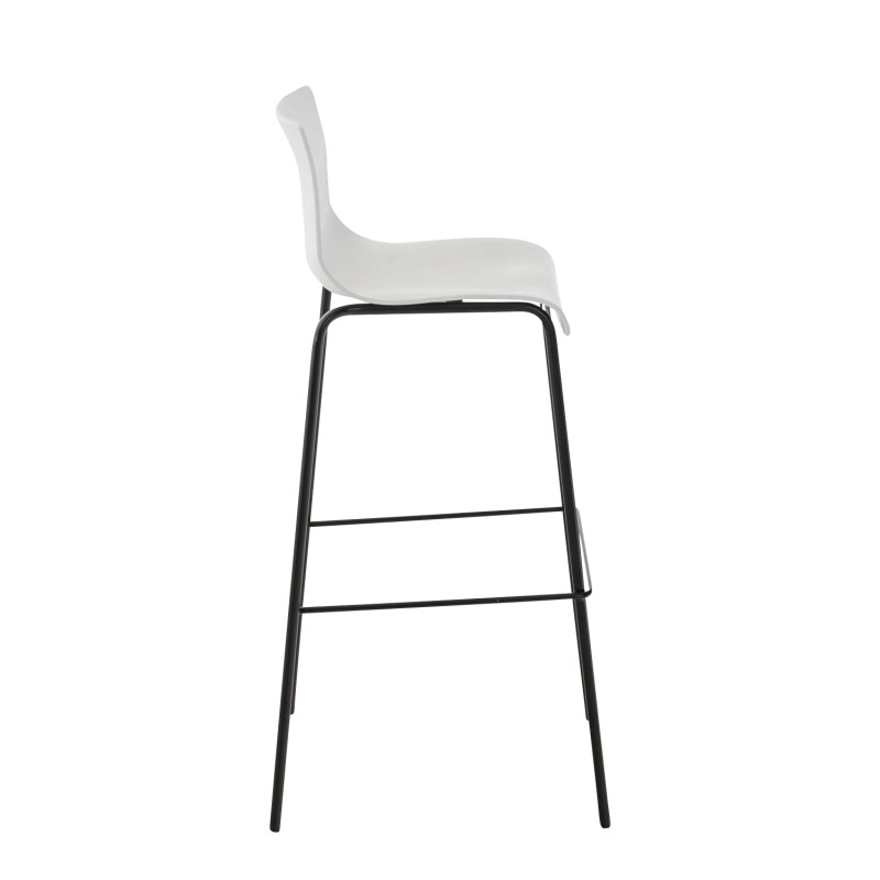 Tabouret de bar Hoover à 4 pieds, noir et blanc