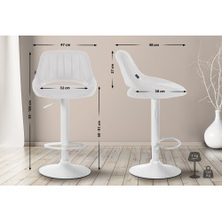 Tabouret de bar Milet, similicuir, blanc blanc