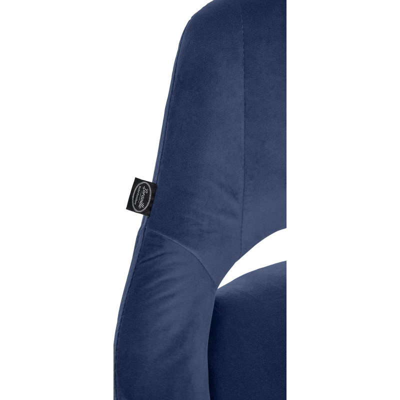 Tabouret de bar en velours Milet, chromé bleu