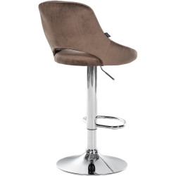 Tabouret de bar en velours Milet, chromé brun
