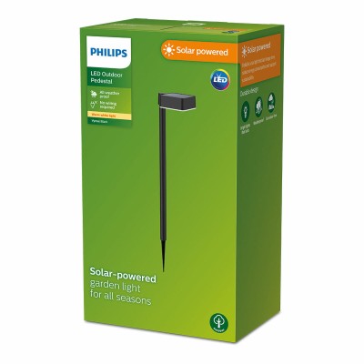 Borne de jardin solaire Philips Vynce 1,5 W 10,5 x 13,5 x 54 cm Noir Plastique Carré (2700 K) (Vert tendre) (1 Unité)