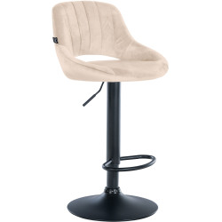 Tabouret de bar Milet en velours noir crème