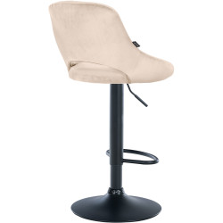 Tabouret de bar Milet velours noir crème