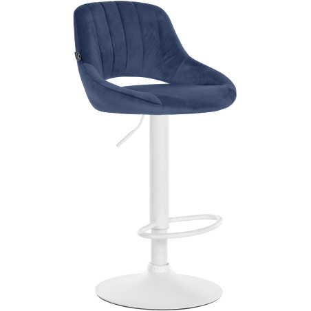 Tabouret de bar Milet en velours blanc bleu