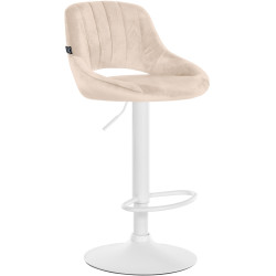 Taburete de bar Milet con funda de terciopelo Crema,Blanco